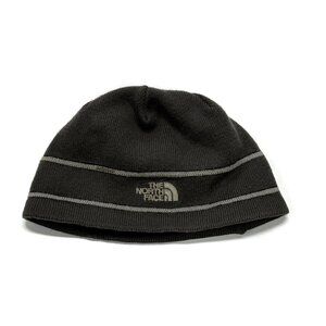 The North Face Beanie Gray Logo Ski Outdoor Winter Grunge Winter Hat Stripe